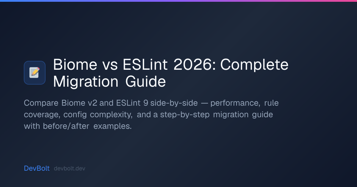 Biome vs ESLint 2026: Complete Migration Guide | DevBolt