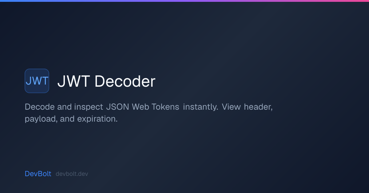 JWT Decoder | DevBolt